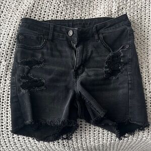 American Eagle Outfitters Black Ripped Jean Shorts